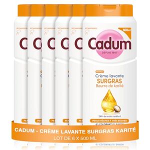Cadum Maison Peaux Sèches, Crème Lavante Surgras Beurre de Karité, Huile d'Amande Douce Bio, -39% Sécheresse, Lot de 6 x 500ml - Publicité Cadum Maison Peaux Sèches, Crème Lavante Surgras Beurre de Karité, Huile d'Amande Douce Bio, -39% Sécheresse, Lot de 6 x 500ml - Publicité