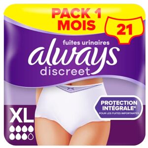 Pantalons d'incontinence X-Large Always Discreet - Pack de 7 - Publicité Pantalons d'incontinence X-Large Always Discreet - Pack de 7 - Publicité