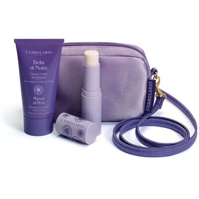 L'Erbolario Bella di Notte Mini trousse de maquillage pailletée 75 ml + parfum solide 9 g + beauté Édition limitée Doux parfum floral et vanille - Publicité L'Erbolario Bella di Notte Mini trousse de maquillage pailletée 75 ml + parfum solide 9 g + beauté Édition limitée Doux parfum floral et vanille - Publicité