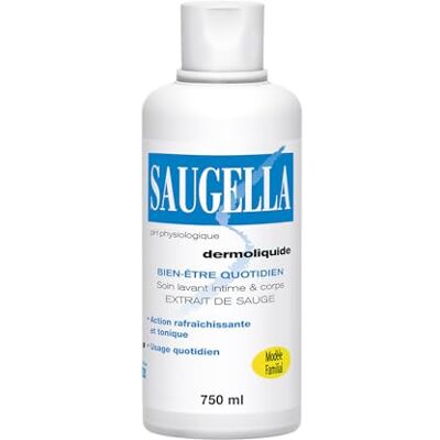 Saugella Dermoliquide soin lavant intime quotidien femmes adultes 750 ml Pour l'hygiène intime quotidienne des femmes adultes Ph equilibré Sensation de fraicheur À base d'extraits de sauge - Publicité Saugella Dermoliquide soin lavant intime quotidien femmes adultes 750 ml Pour l'hygiène intime quotidienne des femmes adultes Ph equilibré Sensation de fraicheur À base d'extraits de sauge - Publicité
