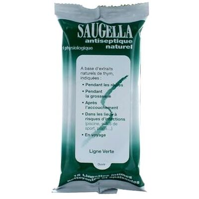 Saugella Antiseptique naturel 15 lingettes intimes - Publicité Saugella Antiseptique naturel 15 lingettes intimes - Publicité