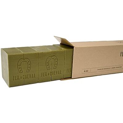Fer À Cheval - Barre tranchée Marseille 100% Olive - 4kg - Savon - Publicité Fer À Cheval - Barre tranchée Marseille 100% Olive - 4kg - Savon - Publicité