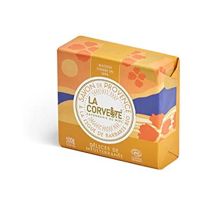 La Corvette , Savonnette DELICES DE MEDITERRANEE 100g COSMOS ORGANIC - Publicité La Corvette , Savonnette DELICES DE MEDITERRANEE 100g COSMOS ORGANIC - Publicité