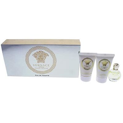 Versace Eros Pour Femme Eau de Toilette 5 ml, Lotion pour le Corps 25 ml Gel Bain Douche 25 ml - Publicité Versace Eros Pour Femme Eau de Toilette 5 ml, Lotion pour le Corps 25 ml Gel Bain Douche 25 ml - Publicité