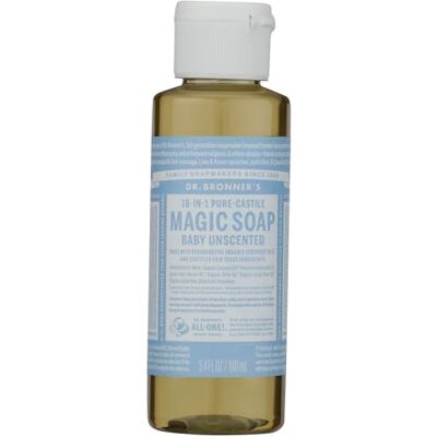 Dr. Bronner's Savon liquide non parfumé Dr Bronner's 100ml - Publicité Dr. Bronner's Savon liquide non parfumé Dr Bronner's 100ml - Publicité