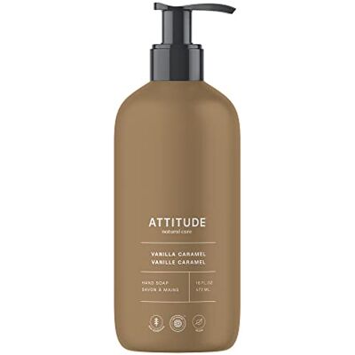 ATTITUDE Savon pour les mains, EWG Verified, Vanille caramel, 473 ml Mousse riche, Hydratant, 98 % d'origine naturelle, À base de plantes & de minéraux, Végane, Savon liquide pour les mains - Publicité ATTITUDE Savon pour les mains, EWG Verified, Vanille caramel, 473 ml Mousse riche, Hydratant, 98 % d'origine naturelle, À base de plantes & de minéraux, Végane, Savon liquide pour les mains - Publicité