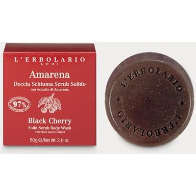 L'Erbolario Mousse de douche Amarena 60 g Savon solide et gommage pour le corps avec microgranules de graines de cerise - Publicité L'Erbolario Mousse de douche Amarena 60 g Savon solide et gommage pour le corps avec microgranules de graines de cerise - Publicité
