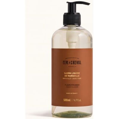 Fer à Cheval Savon Liquide de Marseille Surgras, 500 ml, Fleur d'Oranger. 98% d'Ingrédients d'Origine Naturelle - Publicité Fer à Cheval Savon Liquide de Marseille Surgras, 500 ml, Fleur d'Oranger. 98% d'Ingrédients d'Origine Naturelle - Publicité