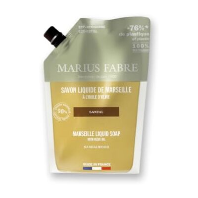 Marius Fabre - Santal - Bio-Huile d'olive - 1L - Savon liquide - Publicité Marius Fabre - Santal - Bio-Huile d'olive - 1L - Savon liquide - Publicité