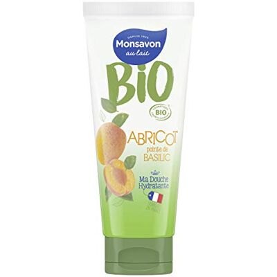 Monsavon Gel Douche Bio Hydratant, Abricot et Pointe de Basilic, sans Sulfate, sans Colorant, sans Phtalate, sans Paraben, 200ml - Publicité Monsavon Gel Douche Bio Hydratant, Abricot et Pointe de Basilic, sans Sulfate, sans Colorant, sans Phtalate, sans Paraben, 200ml - Publicité