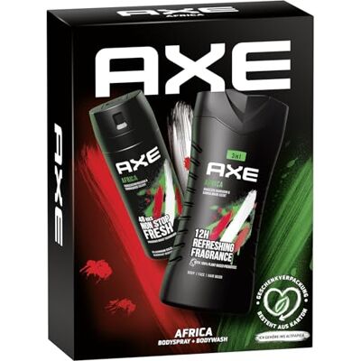 AXE Africa Duo Coffret cadeau pour homme avec spray corporel 150 ml et gel douche, 250 ml - Publicité AXE Africa Duo Coffret cadeau pour homme avec spray corporel 150 ml et gel douche, 250 ml - Publicité