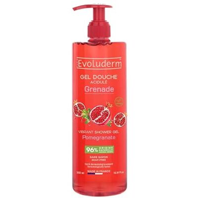 Evoluderm Gel Douche Acidulé Grenade 500ml 96% d'Ingrédients d'Origine Naturelle Végan Fabriqué en France - Publicité Evoluderm Gel Douche Acidulé Grenade 500ml 96% d'Ingrédients d'Origine Naturelle Végan Fabriqué en France - Publicité