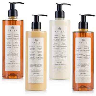 Prija Spa Care Bundle Hand Wash Lotion Moisturiser and Shower 4x 380ml Vitalising Cleansing Hand Wash, Relaxing Massage Lotion, Moisturiser and 2 in 1 Shower Gel. Complete Set. Publicité Prija Spa Care Bundle Hand Wash Lotion Moisturiser and Shower 4x 380ml Vitalising Cleansing Hand Wash, Relaxing Massage Lotion, Moisturiser and 2 in 1 Shower Gel. Complete Set. Publicité