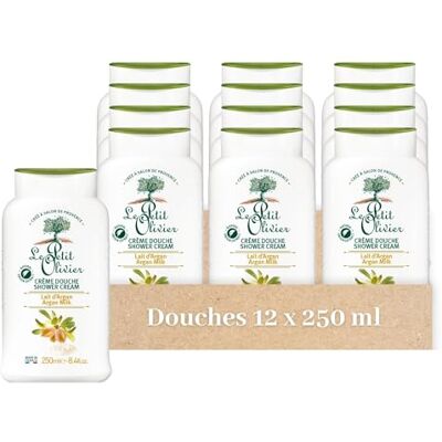 Le Petit Olivier Crème Douche Lait d'Argan Lot de 12x250ml Extra Douce & Hydratante, PH Neutre Pour la Peau, Testé Dermatologiquement, Sans Savon, Sans Colorant, Fabriqué en France - Publicité Le Petit Olivier Crème Douche Lait d'Argan Lot de 12x250ml Extra Douce & Hydratante, PH Neutre Pour la Peau, Testé Dermatologiquement, Sans Savon, Sans Colorant, Fabriqué en France - Publicité