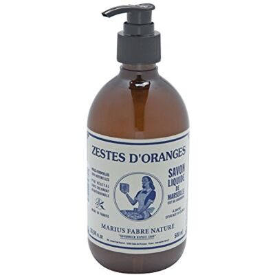 Marius Fabre Savon Liquide Zestes d'Orange – Savon liquide testeur d'orange – 500 ml - Publicité Marius Fabre Savon Liquide Zestes d'Orange – Savon liquide testeur d'orange – 500 ml - Publicité