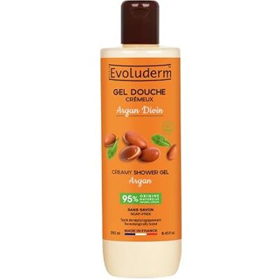 Evoluderm Gel Douche Crémeux Argan Divin 250ml 95% d'Origine Naturelle Végan Fabrication Française - Publicité Evoluderm Gel Douche Crémeux Argan Divin 250ml 95% d'Origine Naturelle Végan Fabrication Française - Publicité