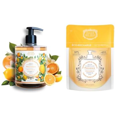 Panier des Sens Savon Liquide Mains Provence + Recharge 2x500ml 1 savon liquide 500 ml + 1 éco-recharge 500 ml, soit 1 L de savon au parfum d’Agrumes de Provence - Publicité Panier des Sens Savon Liquide Mains Provence + Recharge 2x500ml 1 savon liquide 500 ml + 1 éco-recharge 500 ml, soit 1 L de savon au parfum d’Agrumes de Provence - Publicité
