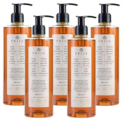 Prija Vitalising Hand Wash with Ginseng Extract 5x 380ml Gently Cleanses and Moisturises Hands. Vegan Friendly with Ginseng Extract and Energising Fragrance. Pump. Publicité Prija Vitalising Hand Wash with Ginseng Extract 5x 380ml Gently Cleanses and Moisturises Hands. Vegan Friendly with Ginseng Extract and Energising Fragrance. Pump. Publicité