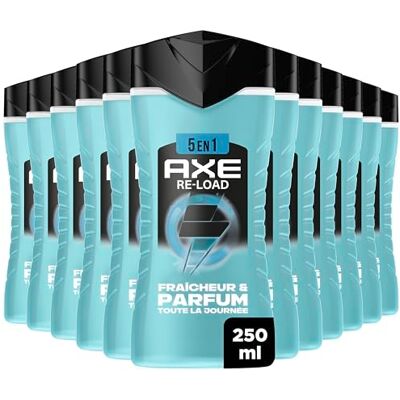 AXE Gel Douche Homme 5en1 Re-Load 24h Hydratant 87% d'Ingrédients d'origine naturelle parfum frais & vivifiant lot 12x250ml - Publicité AXE Gel Douche Homme 5en1 Re-Load 24h Hydratant 87% d'Ingrédients d'origine naturelle parfum frais & vivifiant lot 12x250ml - Publicité