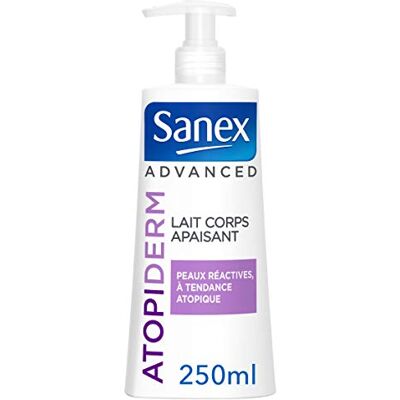 Sanex Lait corps Advanced Atopiderm Peaux Réactives et Atopiques Soulage la Sécheresse & Apaise les démangeaisons Formule Testée Dermatologiquement Flacon Pompe 250 ml - Publicité Sanex Lait corps Advanced Atopiderm Peaux Réactives et Atopiques Soulage la Sécheresse & Apaise les démangeaisons Formule Testée Dermatologiquement Flacon Pompe 250 ml - Publicité