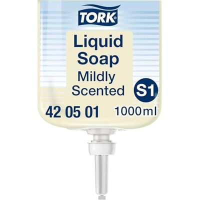 Tork Savon liquide Mains, 420501, 6 x 1000 ml Senteur douce S1, parfum frais - Publicité Tork Savon liquide Mains, 420501, 6 x 1000 ml Senteur douce S1, parfum frais - Publicité