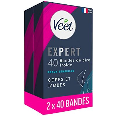 Veet Expert Lot de 80 Bandes De Cire Froide Corps & Jambes Peaux Sensibles - Publicité Veet Expert Lot de 80 Bandes De Cire Froide Corps & Jambes Peaux Sensibles - Publicité