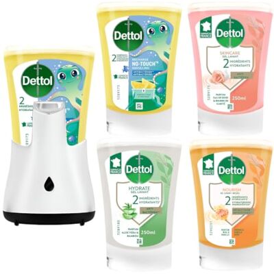 Dettol Pack découverte Kit No touch Citron Distributeur automatique + 4 Recharges No-Touch Savon Liquide Mains 250 ml Action Nettoyante Idéal au quotidien - Publicité Dettol Pack découverte Kit No touch Citron Distributeur automatique + 4 Recharges No-Touch Savon Liquide Mains 250 ml Action Nettoyante Idéal au quotidien - Publicité
