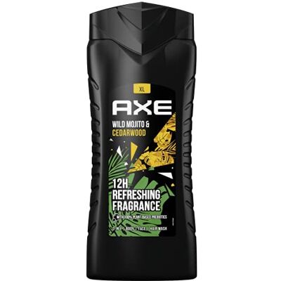AXE Wild Gel Douche Homme, Parfum Mojito et Bois de Cèdre, Aux Huiles Essentielles, Pour une douche rafraîchissante et relaxante 400ml - Publicité AXE Wild Gel Douche Homme, Parfum Mojito et Bois de Cèdre, Aux Huiles Essentielles, Pour une douche rafraîchissante et relaxante 400ml - Publicité