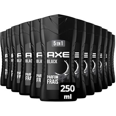 AXE Gel Douche Homme 5en1 Black 24h Hydratant 87% d'Ingrédients d'origine naturelle parfum baies noires & bois de cèdre (lot de 12x 250ml) - Publicité AXE Gel Douche Homme 5en1 Black 24h Hydratant 87% d'Ingrédients d'origine naturelle parfum baies noires & bois de cèdre (lot de 12x 250ml) - Publicité
