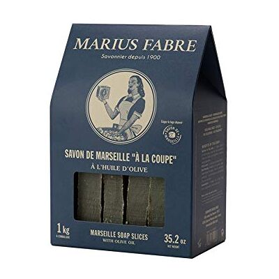 Marius Fabre Savon de Marseille à l'olive en tranches 1 kg dans une boîte rétro - Publicité Marius Fabre Savon de Marseille à l'olive en tranches 1 kg dans une boîte rétro - Publicité