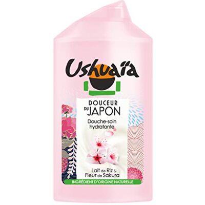 Ushuaia Ushuaïa Douche soin hydratante Douceur du Japon lait de riz & Sakura Le flacon de 250 ml - Publicité Ushuaia Ushuaïa Douche soin hydratante Douceur du Japon lait de riz & Sakura Le flacon de 250 ml - Publicité