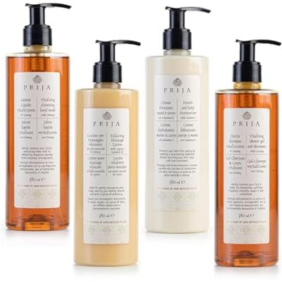 Prija Lot de 4 savons liquides revitalisants de 380 ml avec ginseng, shampoing pour la peau et les cheveux au ginseng, lotion pour les mains et le corps, taille XL - Publicité Prija Lot de 4 savons liquides revitalisants de 380 ml avec ginseng, shampoing pour la peau et les cheveux au ginseng, lotion pour les mains et le corps, taille XL - Publicité