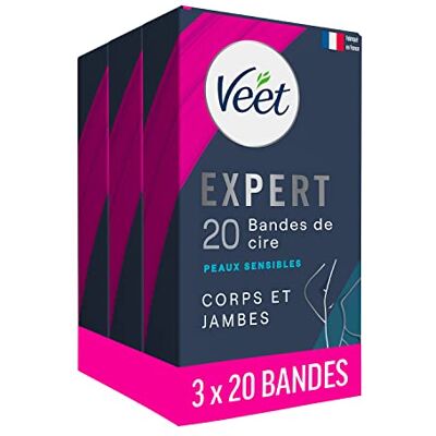 Veet Expert Lot de 60 Bandes De Cire Froide Corps & Jambes Peaux Sensibles - Publicité Veet Expert Lot de 60 Bandes De Cire Froide Corps & Jambes Peaux Sensibles - Publicité