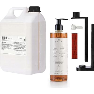 Prija thehotelery.de Kit de savon liquide : recharge – 5 l – Savon revitalisant pour les mains à l'extrait de ginseng aux extraits de plantes, doux et hydratant, hôtels, bureaux, 380 ml cosmétique - Publicité Prija thehotelery.de Kit de savon liquide : recharge – 5 l – Savon revitalisant pour les mains à l'extrait de ginseng aux extraits de plantes, doux et hydratant, hôtels, bureaux, 380 ml cosmétique - Publicité