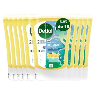 Dettol Recharge No-Touch Savon Liquide Mains Action Nettoyante Citron 10 Recharges 250ml - Publicité Dettol Recharge No-Touch Savon Liquide Mains Action Nettoyante Citron 10 Recharges 250ml - Publicité