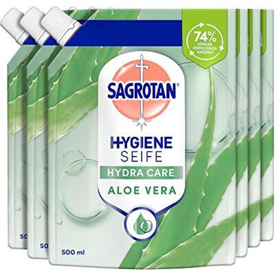 Savon liquide pour les mains Aloe Vera Sagrotan - 6 x 500ml - Publicité Savon liquide pour les mains Aloe Vera Sagrotan - 6 x 500ml - Publicité