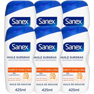 Sanex , Huile de Douche Peaux Sèches Surgras, Derma Care, Lot de 6 x 425 ml Huile lavante nourrissante et apaisante, Restaure et soulage les peaux déshydratées, Hydratation continue 12h - Publicité Sanex , Huile de Douche Peaux Sèches Surgras, Derma Care, Lot de 6 x 425 ml Huile lavante nourrissante et apaisante, Restaure et soulage les peaux déshydratées, Hydratation continue 12h - Publicité