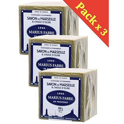 Marius Fabre SAVON DE MARSEILLE l'Huile d'Olive Cube de 400 Gr Lot de 3 Cubes 400 Gr - Publicité Marius Fabre SAVON DE MARSEILLE l'Huile d'Olive Cube de 400 Gr Lot de 3 Cubes 400 Gr - Publicité