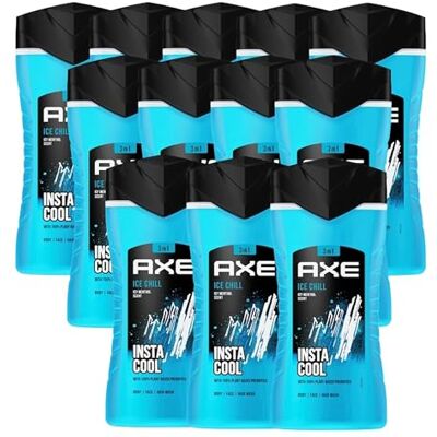 AXE Gel Douche & Shampooing 3 en 1 Ice Chill pour une fraîcheur longue durée et un parfum après la douche Testé dermatologiquement 250 ml Lot de 12 - Publicité AXE Gel Douche & Shampooing 3 en 1 Ice Chill pour une fraîcheur longue durée et un parfum après la douche Testé dermatologiquement 250 ml Lot de 12 - Publicité