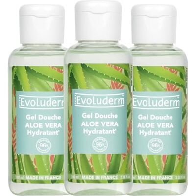 Evoluderm – Gel Douche Aloe Vera Hydratant 100 ml 96% d'Origine Naturelle Végan Fabrication Française Lot de 3 x 100 ml - Publicité Evoluderm – Gel Douche Aloe Vera Hydratant 100 ml 96% d'Origine Naturelle Végan Fabrication Française Lot de 3 x 100 ml - Publicité