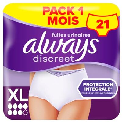 Pantalons d'incontinence X-Large Always Discreet - Pack de 7 - Publicité Pantalons d'incontinence X-Large Always Discreet - Pack de 7 - Publicité