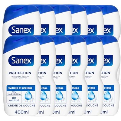 Sanex , Gel Douche Hydratant Protection, Prébiotiques, Lot de 12 x 400 ml Crème de douche aux prébiotiques naturels, Hydratation continue 12h, Renforce la barrière cutanée de toute la famille - Publicité Sanex , Gel Douche Hydratant Protection, Prébiotiques, Lot de 12 x 400 ml Crème de douche aux prébiotiques naturels, Hydratation continue 12h, Renforce la barrière cutanée de toute la famille - Publicité