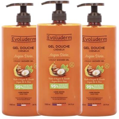 Evoluderm Gel Douche Crémeux Argan Divin 1000 ml 95% d'Origine Naturelle Végan Fabrication Française Lot de 3 x 1000 ml - Publicité Evoluderm Gel Douche Crémeux Argan Divin 1000 ml 95% d'Origine Naturelle Végan Fabrication Française Lot de 3 x 1000 ml - Publicité