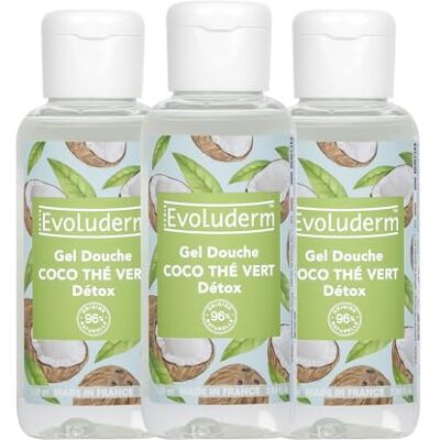Evoluderm Gel Douche Coco Thé Vert Détox 100 ml 96% d'Origine Naturelle Végan Fabrication Française Lot de 3 x 100 ml - Publicité Evoluderm Gel Douche Coco Thé Vert Détox 100 ml 96% d'Origine Naturelle Végan Fabrication Française Lot de 3 x 100 ml - Publicité