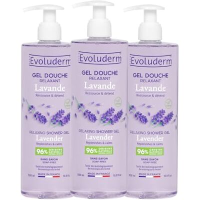 Evoluderm – Gel Douche Lavande Relaxant 500 ml 96% d’Origine Naturelle Végan Fabrication Française Lot de 3 x 500 ml - Publicité Evoluderm – Gel Douche Lavande Relaxant 500 ml 96% d’Origine Naturelle Végan Fabrication Française Lot de 3 x 500 ml - Publicité