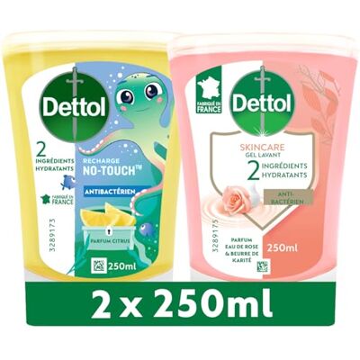 Dettol Pack No Touch Recharges Savon Liquide Eau de Rose & Beurre de Karité + Citron 2x250ml - Publicité Dettol Pack No Touch Recharges Savon Liquide Eau de Rose & Beurre de Karité + Citron 2x250ml - Publicité