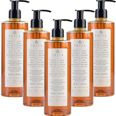 Prija Savon Liquide avec Ginseng Bouteilles de 380 ml Savon Revitalisant pour les Mains Wellness Spa Hôtel Luxe Cosmétique Hôtelière Vegan Lot de 5 - Publicité Prija Savon Liquide avec Ginseng Bouteilles de 380 ml Savon Revitalisant pour les Mains Wellness Spa Hôtel Luxe Cosmétique Hôtelière Vegan Lot de 5 - Publicité