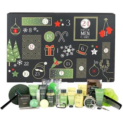 IDC INSTITUTE Calendrier de l'Avent Homme 24 Jours Coffret Soins Homme avec Rasage, Soins Visage, Gel Douche, Parfum et Accessoires Pratiques de Noël - Publicité IDC INSTITUTE Calendrier de l'Avent Homme 24 Jours Coffret Soins Homme avec Rasage, Soins Visage, Gel Douche, Parfum et Accessoires Pratiques de Noël - Publicité