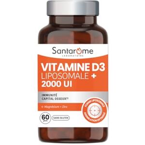 BIO + Santarome Vitamine D3 Liposomale 2000 UI – Immunité & Capital Osseux – Avec Magnésium & Zinc – Haute Assimilation – Vegan, Sans Gluten – 2 mois – Fabriqué en France - Publicité BIO + Santarome Vitamine D3 Liposomale 2000 UI – Immunité & Capital Osseux – Avec Magnésium & Zinc – Haute Assimilation – Vegan, Sans Gluten – 2 mois – Fabriqué en France - Publicité