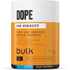 Bulk Poudre Pré-Workout Dope Blue Framboise 3g Creatine per Serving 200mg Caffeine Citrulline Malate & Arginine AKG Beta-Alanine Energy, Focus & Performance 510g Supplement - Publicité Bulk Poudre Pré-Workout Dope Blue Framboise 3g Creatine per Serving 200mg Caffeine Citrulline Malate & Arginine AKG Beta-Alanine Energy, Focus & Performance 510g Supplement - Publicité